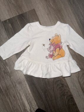 Disney White Long Sleeve Peplum Top with Winnie the Pooh Graphic